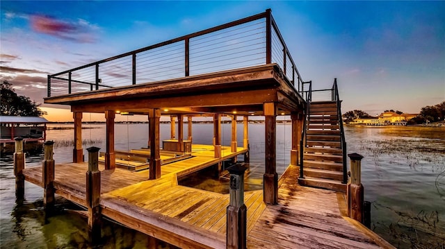 view of dock featuring a water view