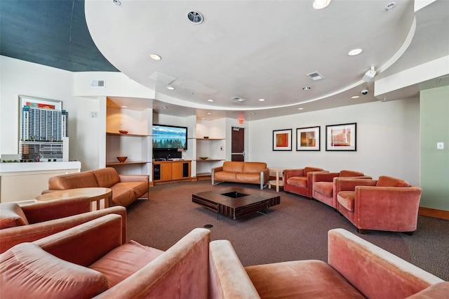 living room with carpet floors