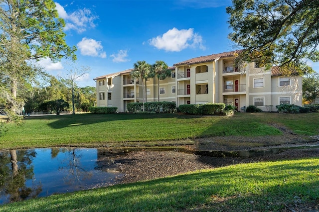 view of property with a water view