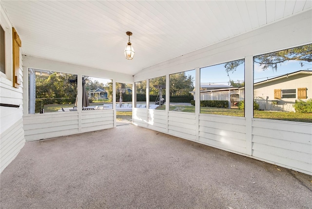 view of unfurnished sunroom