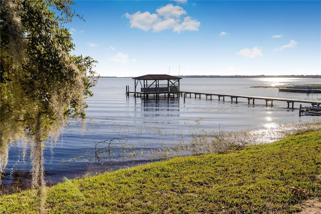 dock area featuring a water view