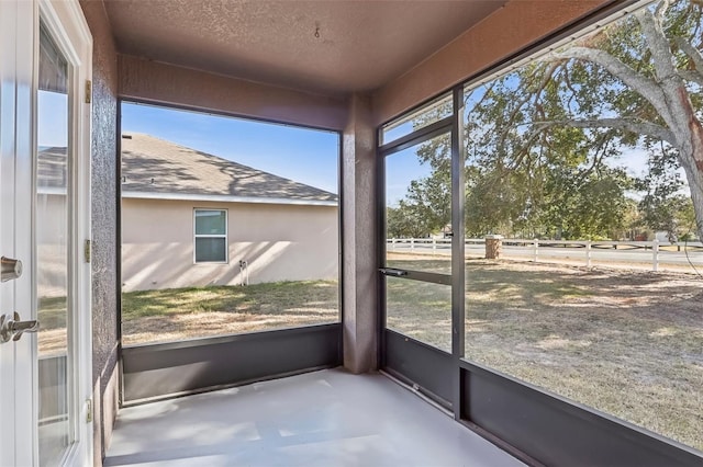 view of unfurnished sunroom