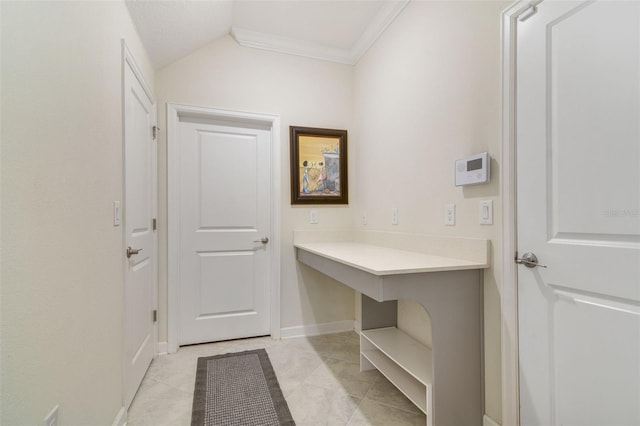 bathroom with crown molding