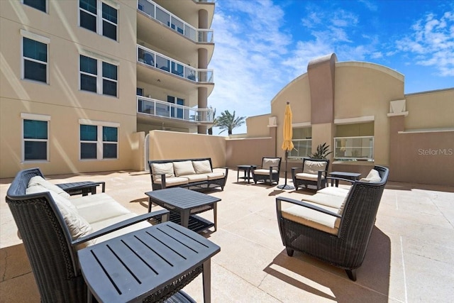 view of patio with an outdoor living space