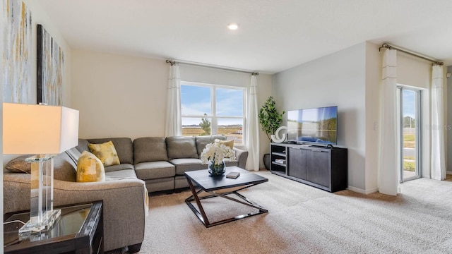 living room featuring carpet flooring