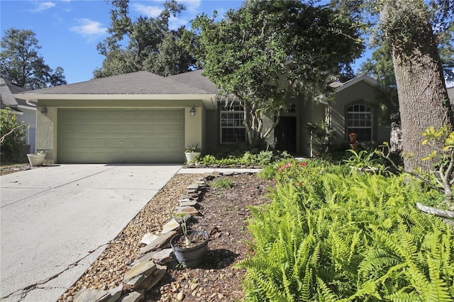 single story home with a garage