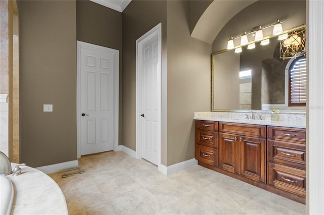 bathroom with a bathtub and vanity