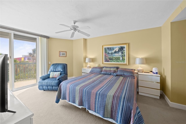 bedroom featuring carpet and ceiling fan