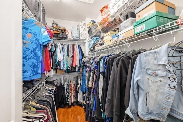 spacious closet featuring hardwood / wood-style floors