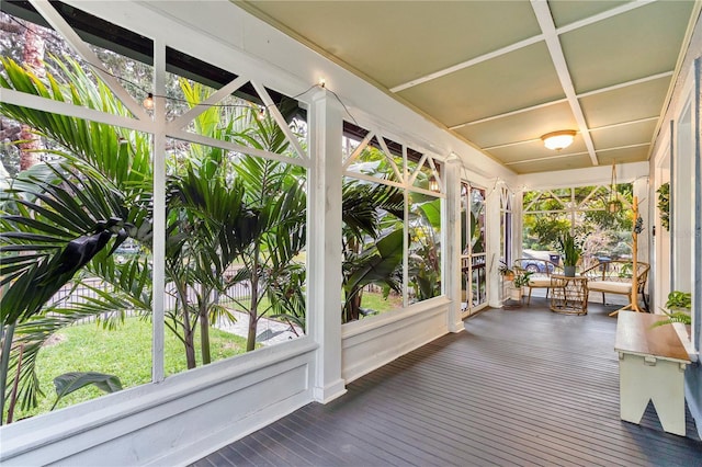 view of unfurnished sunroom