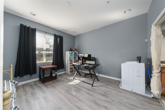 home office featuring light wood-type flooring