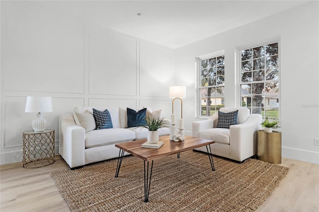 living room featuring light hardwood / wood-style flooring