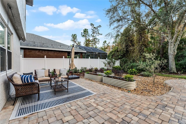 view of patio with outdoor lounge area