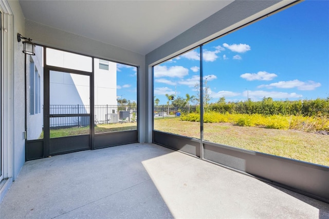 view of unfurnished sunroom