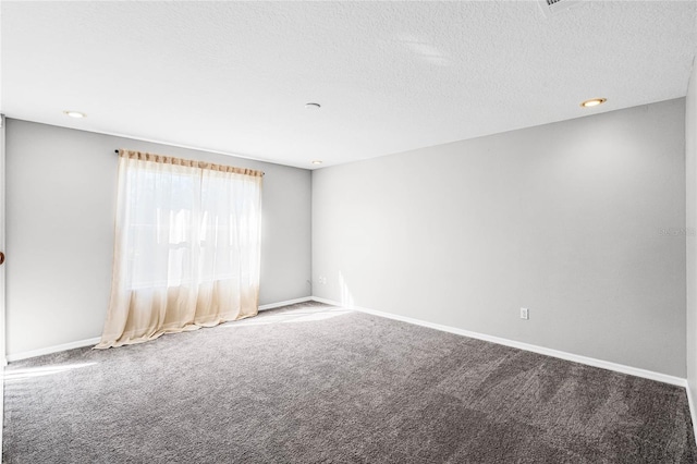 spare room with carpet and a textured ceiling