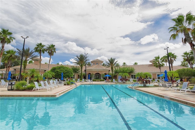 view of pool featuring a patio area