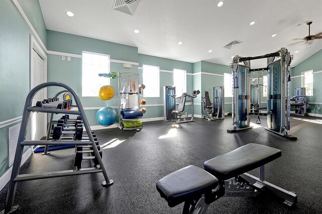 3359 Hanging Tide St, Winter Garden, FL 34787 - gym with recessed lighting and ceiling fan