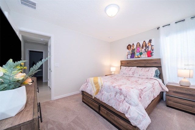 carpeted bedroom featuring sink