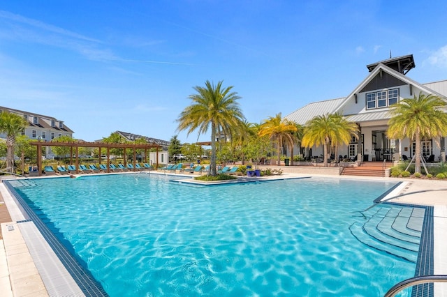 pool featuring a patio area