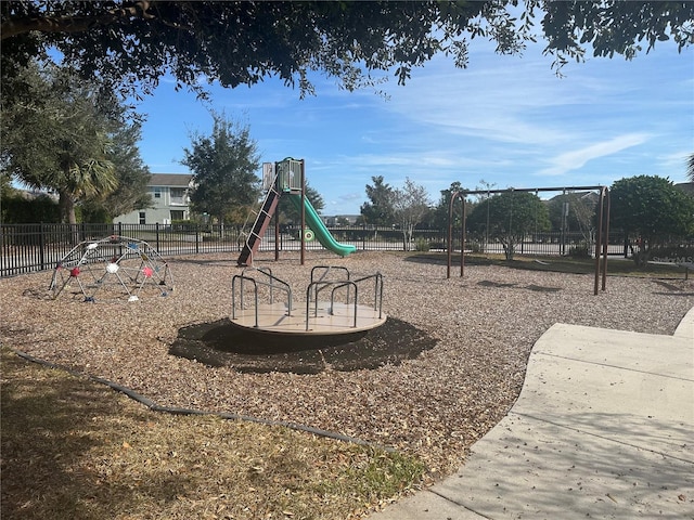 community play area with fence