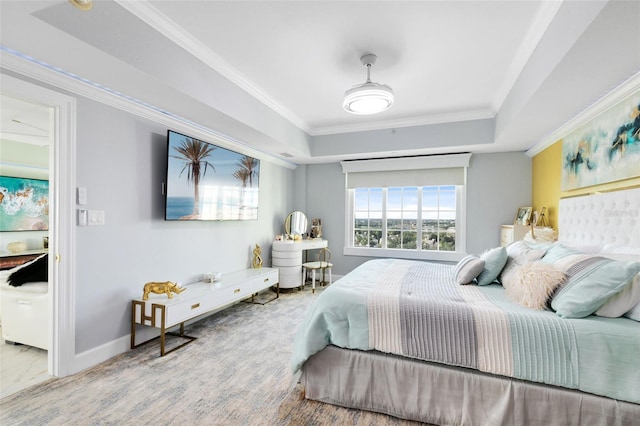 bedroom with crown molding