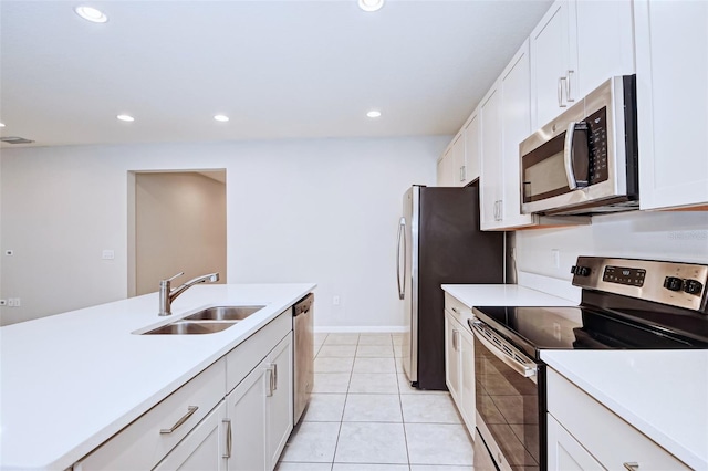 kitchen featuring white cabinetry, sink, and appliances with stainless steel finishes