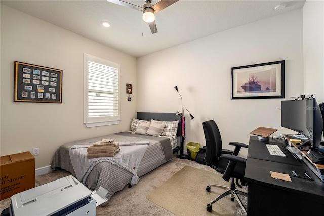 bedroom with carpet and ceiling fan