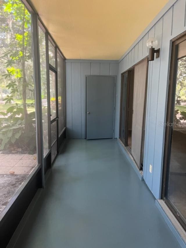 view of unfurnished sunroom