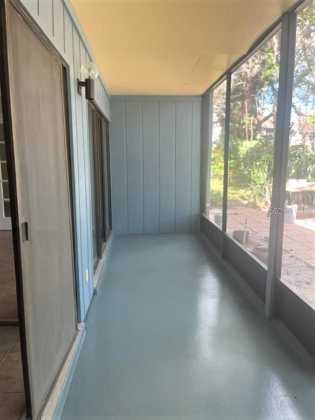 view of unfurnished sunroom