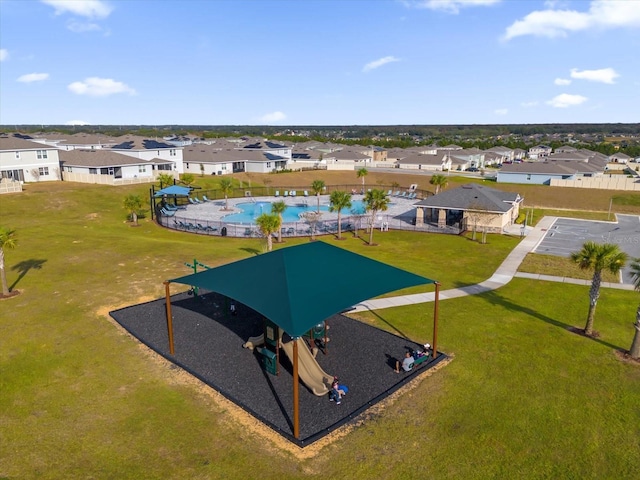 bird's eye view with a residential view