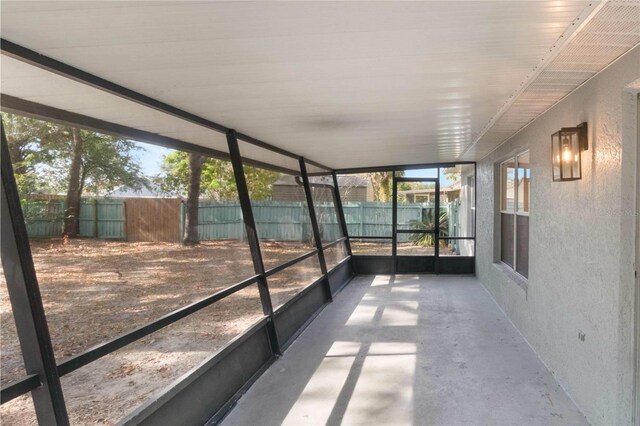 view of unfurnished sunroom