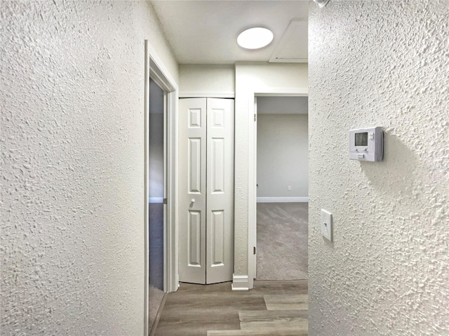 hallway with hardwood / wood-style floors