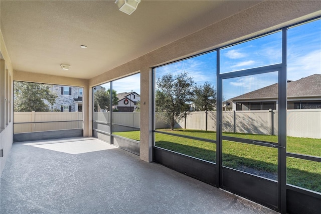 view of unfurnished sunroom