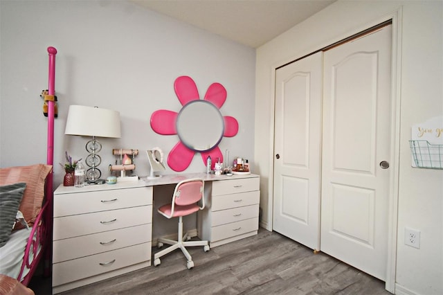 office space featuring hardwood / wood-style floors