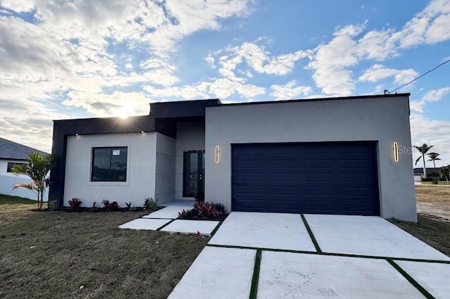 contemporary house featuring a garage