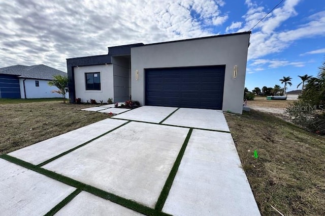 contemporary home featuring a garage