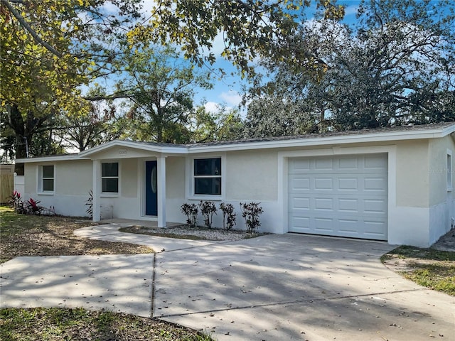 single story home with a garage