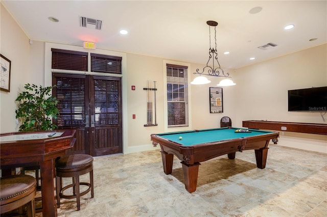 recreation room with billiards