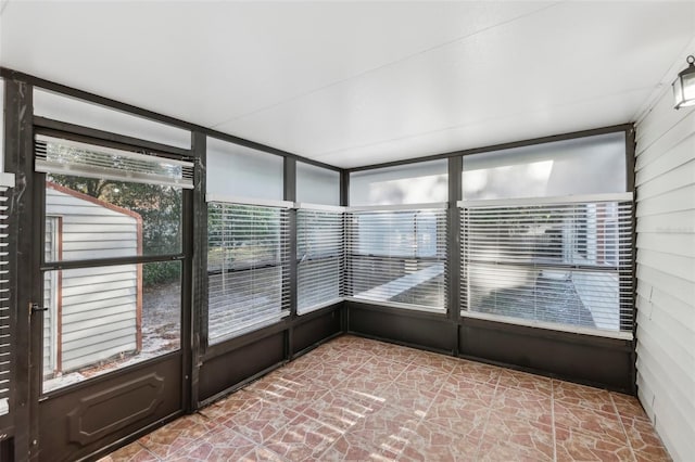 view of unfurnished sunroom