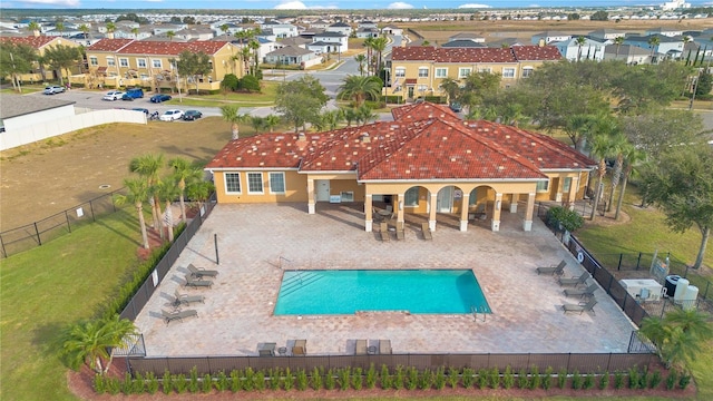 view of swimming pool with a patio