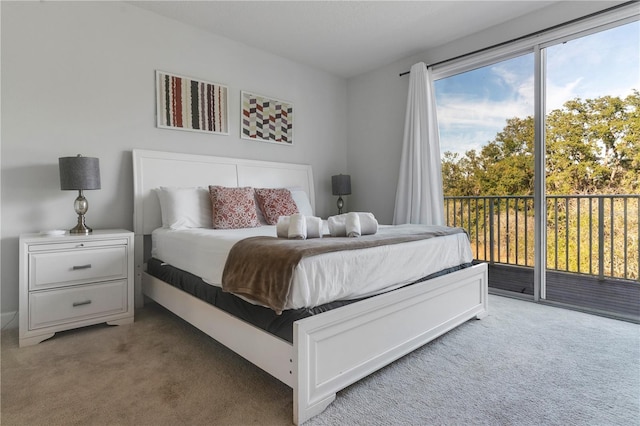 carpeted bedroom with access to outside