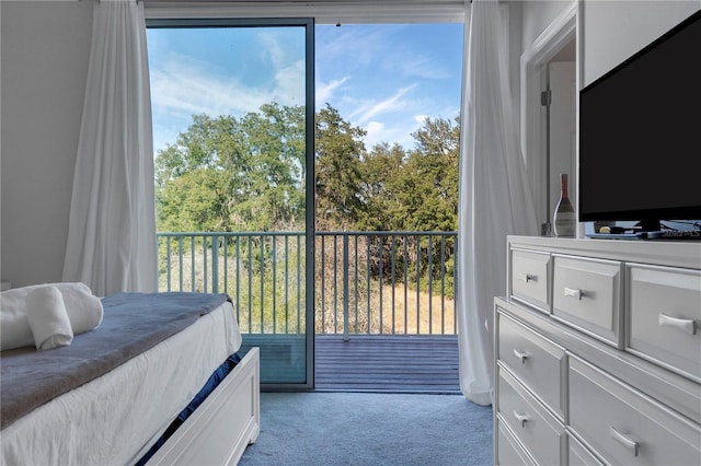 bedroom featuring multiple windows and light colored carpet