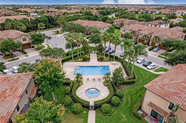 aerial view with a residential view