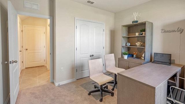 view of carpeted office space