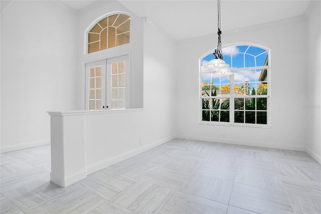 view of unfurnished dining area