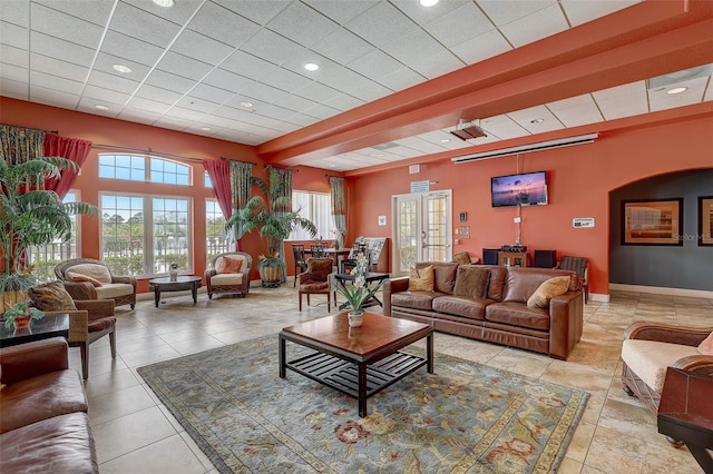 view of tiled living room