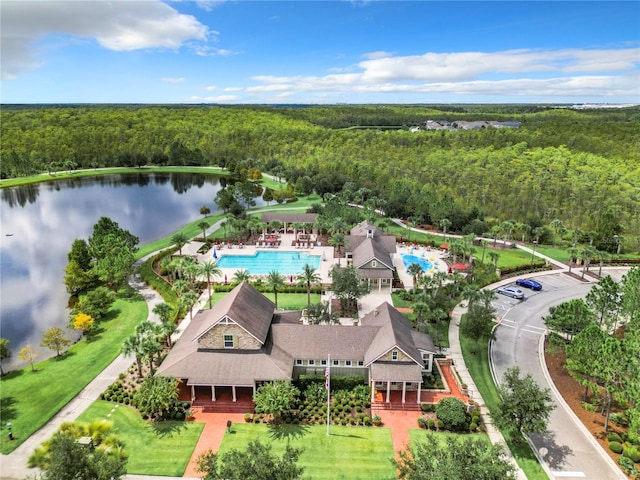 bird's eye view featuring a water view