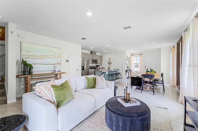 view of tiled living room