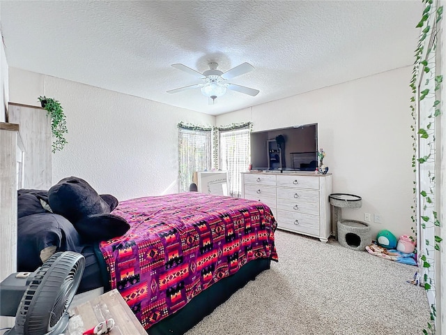 944 Torrey Pine Dr, Winter Springs, FL 32708 - bedroom featuring carpet, ceiling fan, a textured wall, and a textured ceiling