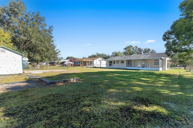 view of yard with a porch